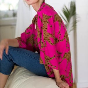 Emerson Fry FETE KIMONO - PINK YARROW CHEETAH